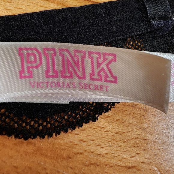 PINK Victoria's Secret Lace Triangle Cage Bralette Lightweight Scalloped sz SM - Picture 8 of 12
